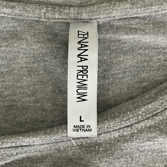 ZENANA PREMIUM L 3/4 sleeve Gray Tunic with Lace Trim - Picture 9 of 9